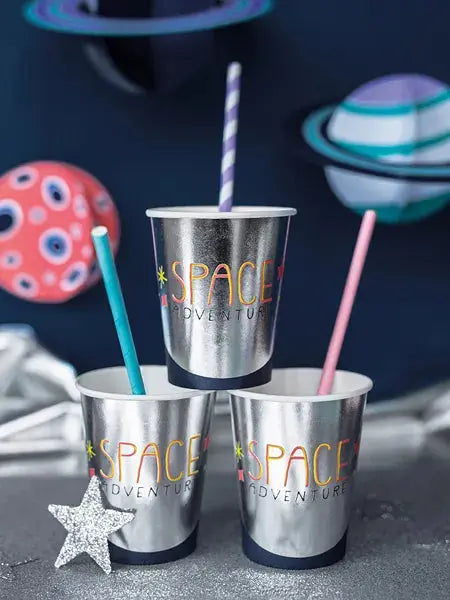 Paper Straws, lilac, 19.5cm Partydeco