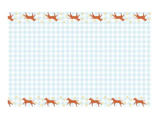 Paper Tablecloth Checkered with Horses, mix, 180x120 cm Partydeco