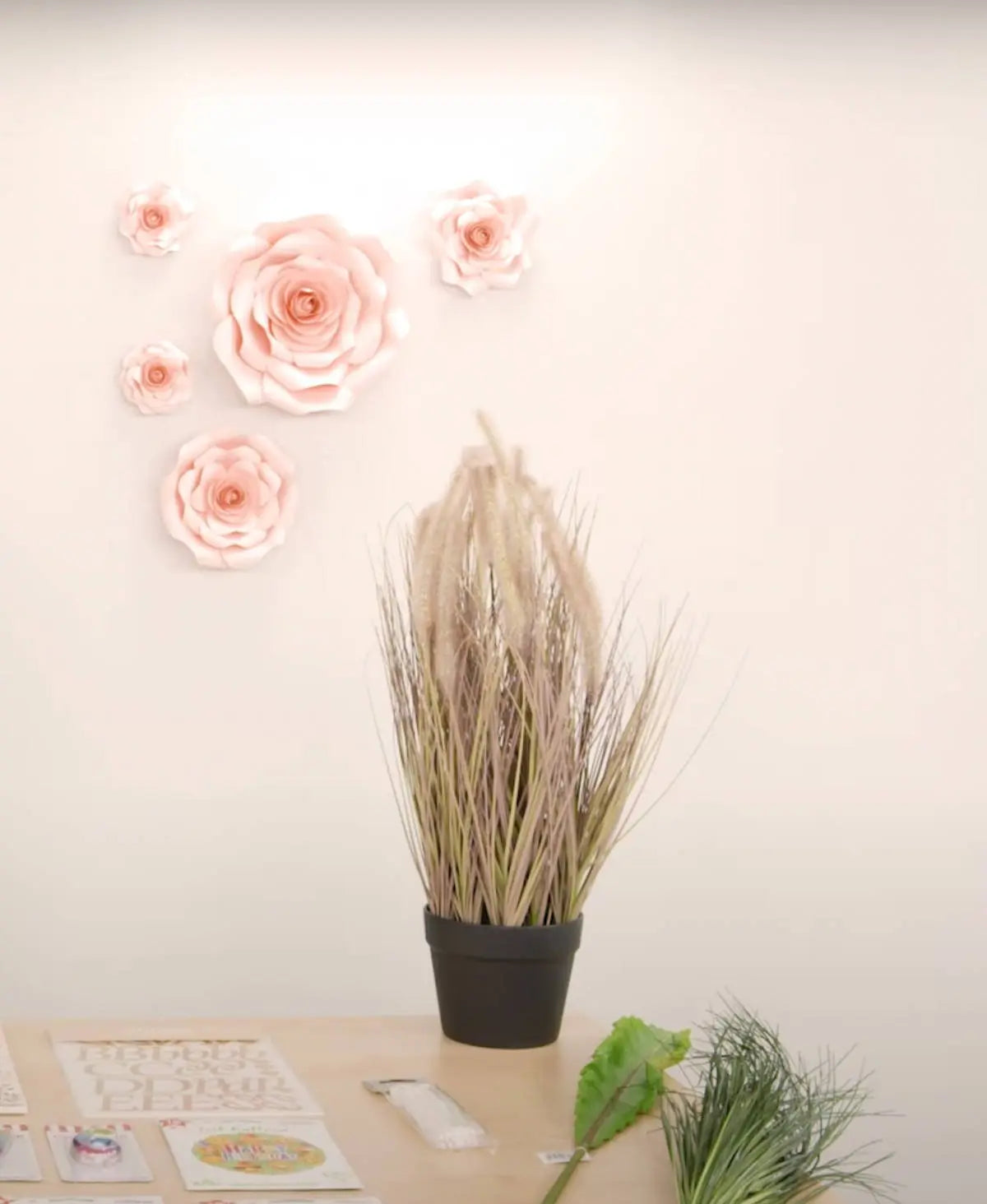 Paper flowers, pink mix, 5 pcs. Partydeco