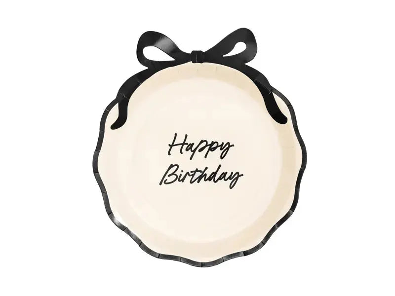 Paper plates Happy Birthday with bow, mix, 24 cm Partydeco