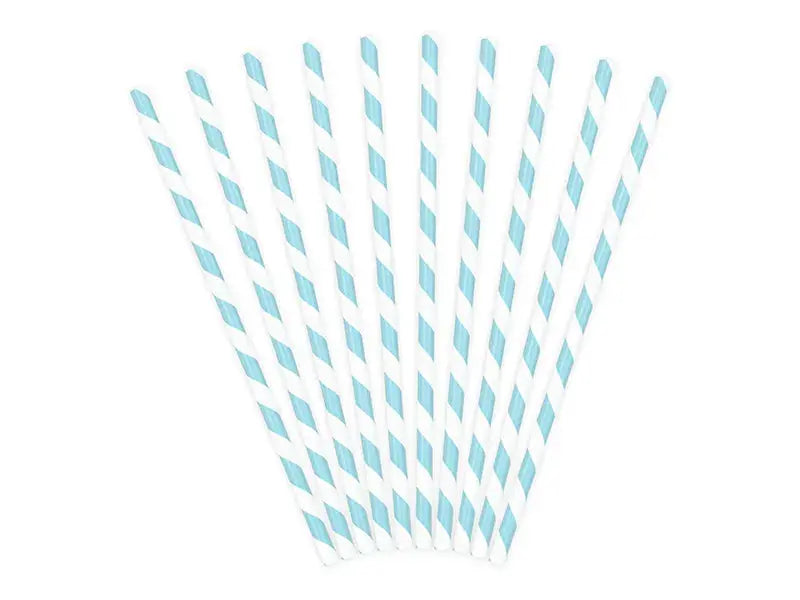 Paper straws, blue, 19.5cm Partydeco