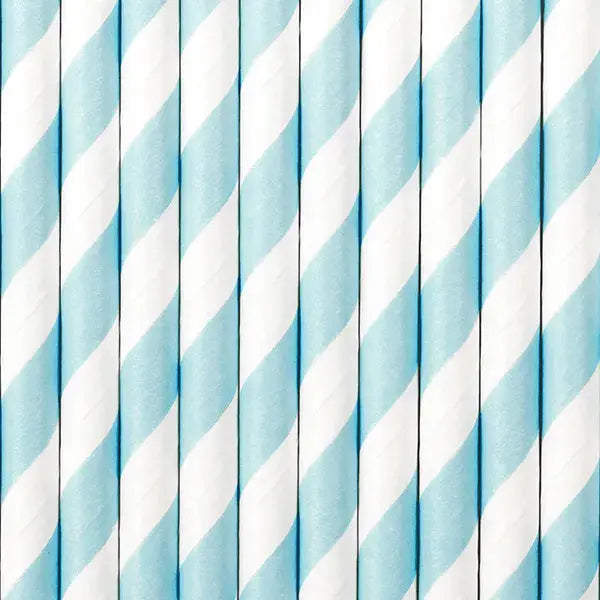 Paper straws, blue, 19.5cm Partydeco