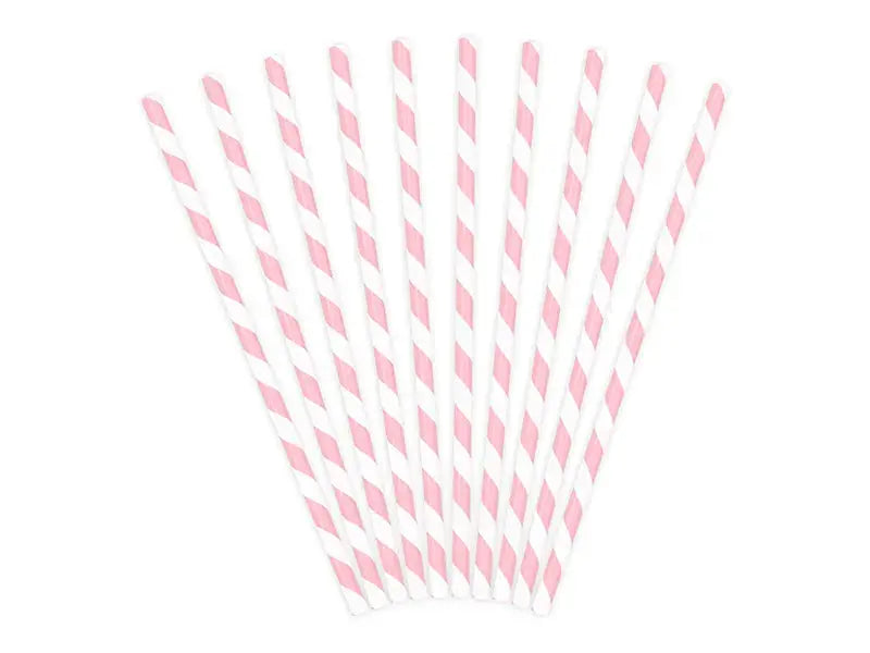 Paper straws, pink in colour, 19.5cm Partydeco