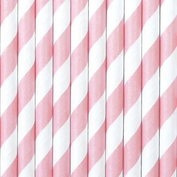 Paper straws, pink in colour, 19.5cm Partydeco