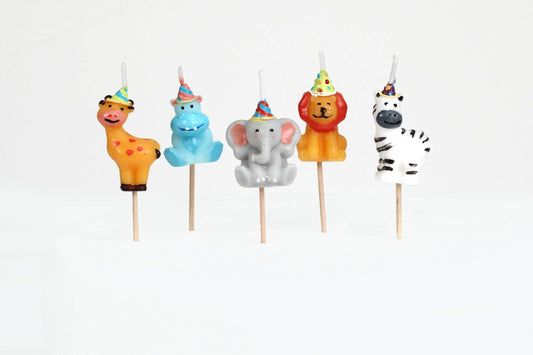 Party Hat Safari Cake Candles Smiling Faces