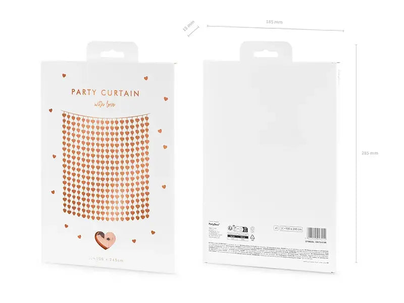 Party curtain - Hearts, rose gold, 100x245cm Unique