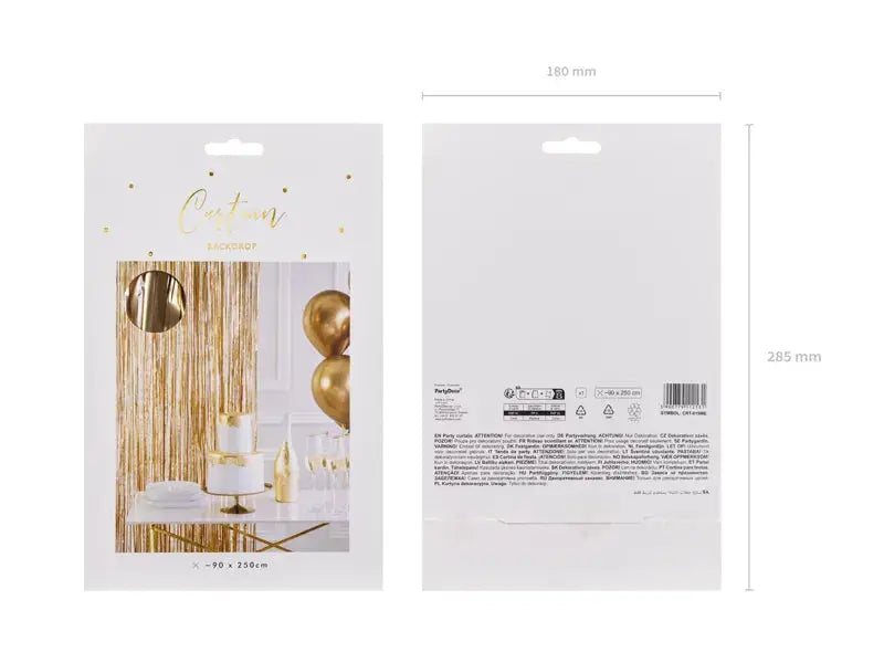 Party curtain, gold, 90x250cm Partydeco