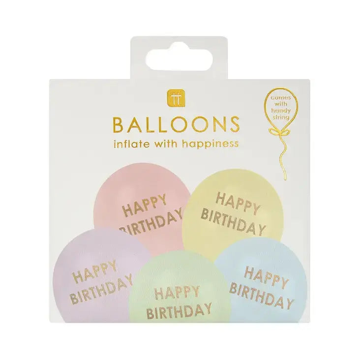 Pastel Happy Birthday Balloons - 5 Pack Talking Tables