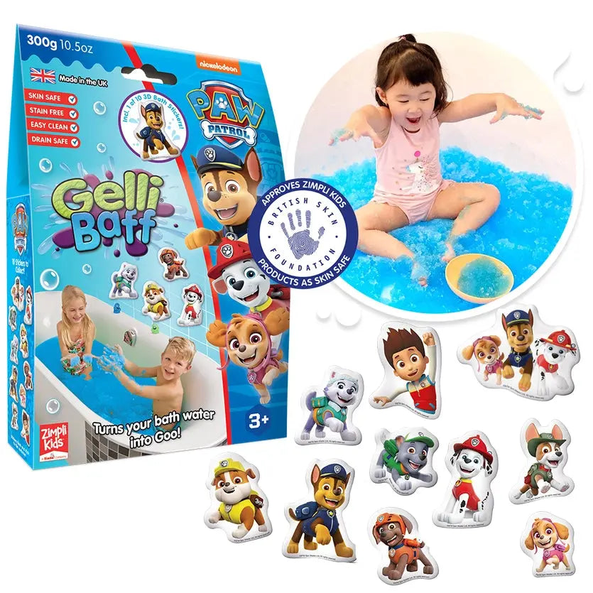 Paw Patrol Gelli Baff Kids Sensory Bath Toy + Bath Sticker Zimpli Kids