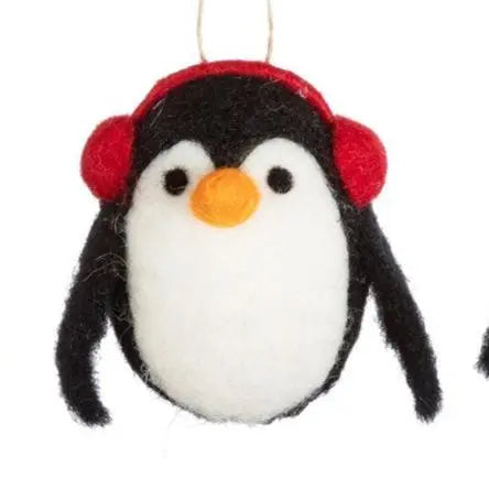 Penguin Felt Decoration - With ear puffs SASS AND BELLE
