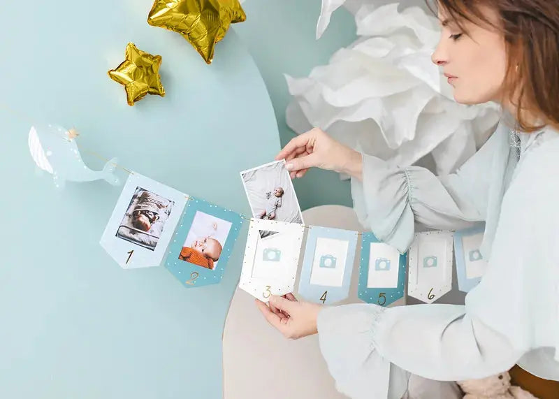 Photo frame garland - Whale, 10.5x15 cm, mix Partydeco