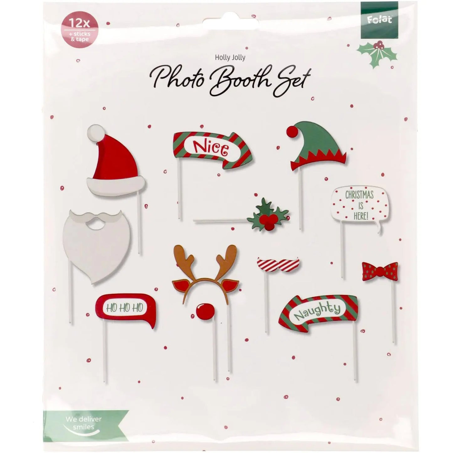 Photobooth Accessories - Holly Jolly - 12 pieces Folat