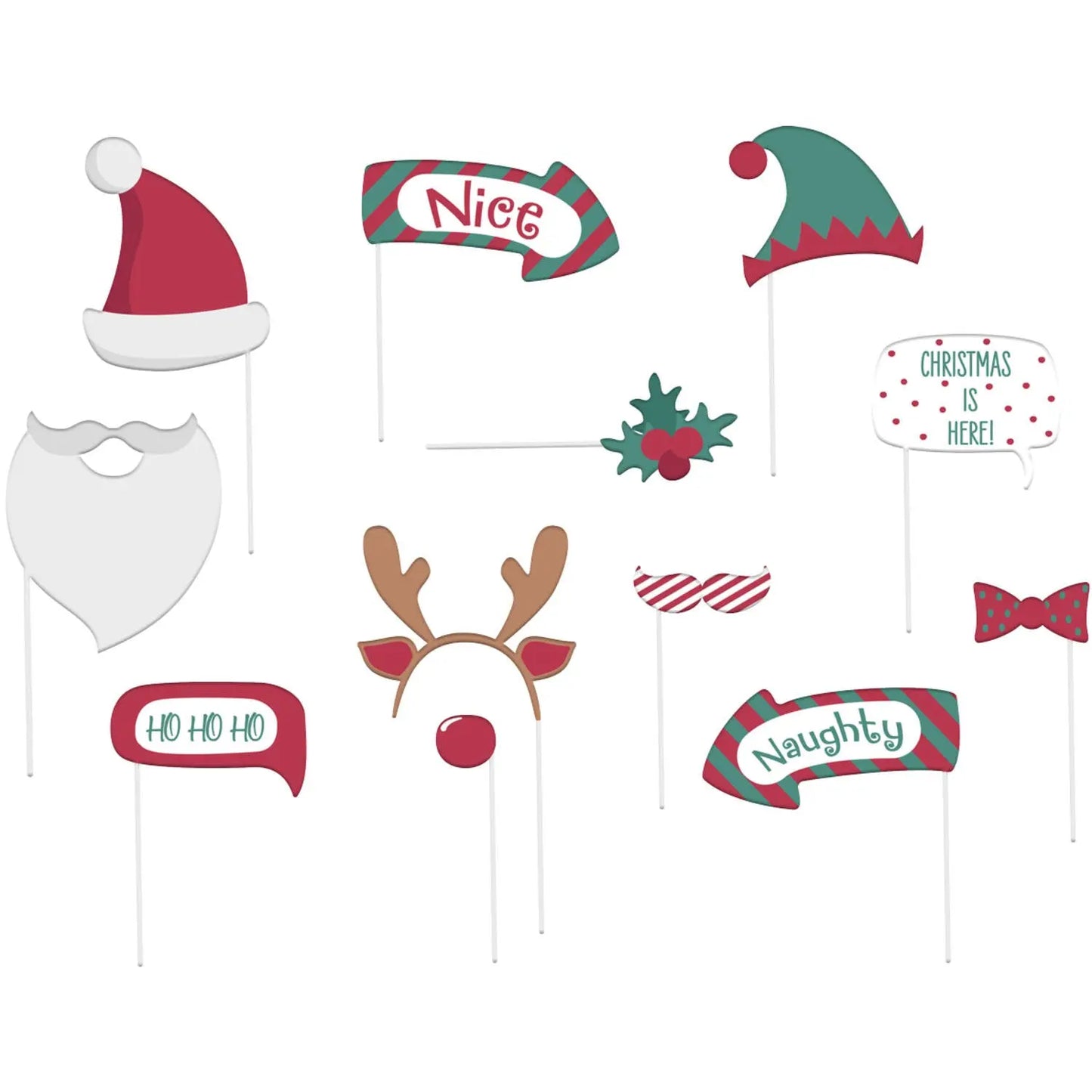 Photobooth Accessories - Holly Jolly - 12 pieces Folat