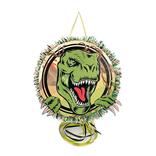 Pinata à tirer 3D DINOSAURE T-REX Diam 30 cm x 7.5 cm cotillons Alsace