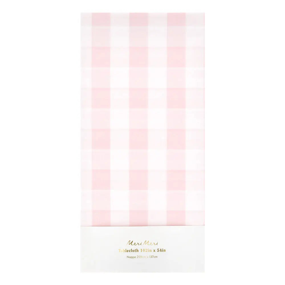 Pink Gingham Paper Tablecloth Meri Meri