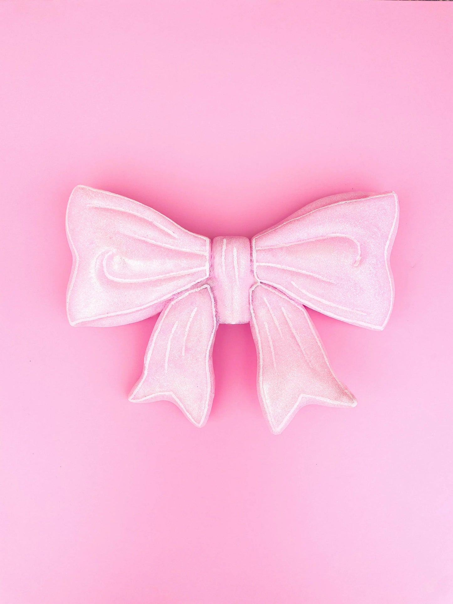 Pink Glitter Bow Christmas Tree Topper Rock Paper Scissors