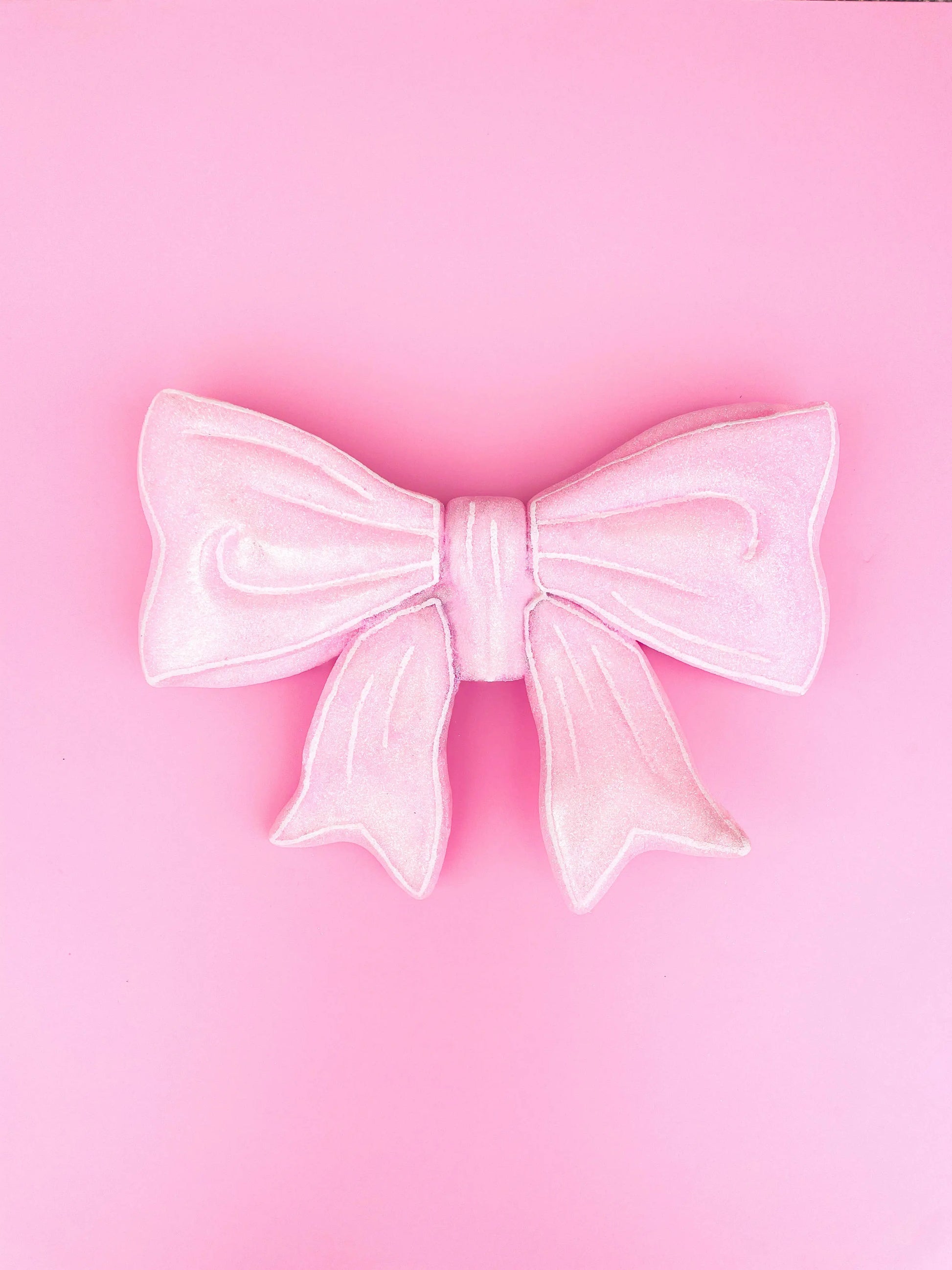 Pink Glitter Bow Christmas Tree Topper Rock Paper Scissors