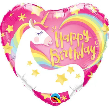 Pink Heart Shaped Unicorn Birthday Foil Balloon - 45 cm Folat