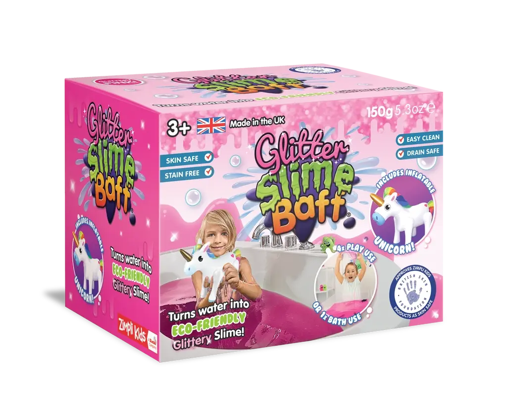 Pink & Purple Glitter Slime Baff with Unicorn Inflatable Zimpli Kids