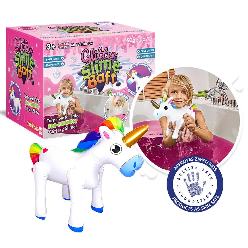 Pink & Purple Glitter Slime Baff with Unicorn Inflatable Zimpli Kids