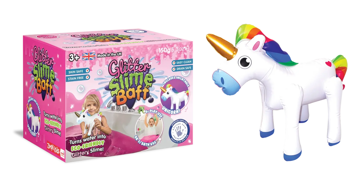 Pink & Purple Glitter Slime Baff with Unicorn Inflatable Zimpli Kids