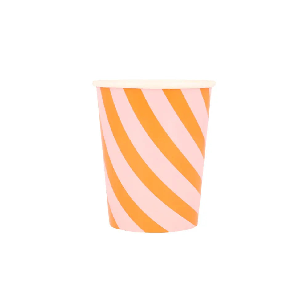 Pink & orange stripy cups Meri Meri