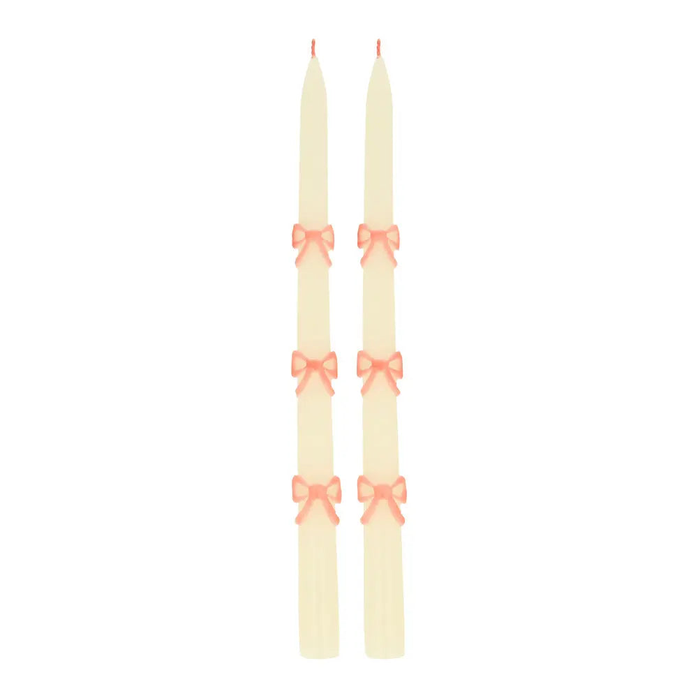 Pink bow taper candles Meri Meri