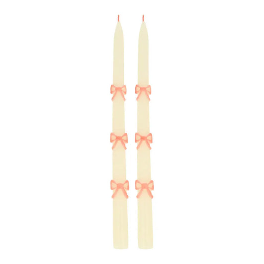 Pink bow taper candles Meri Meri
