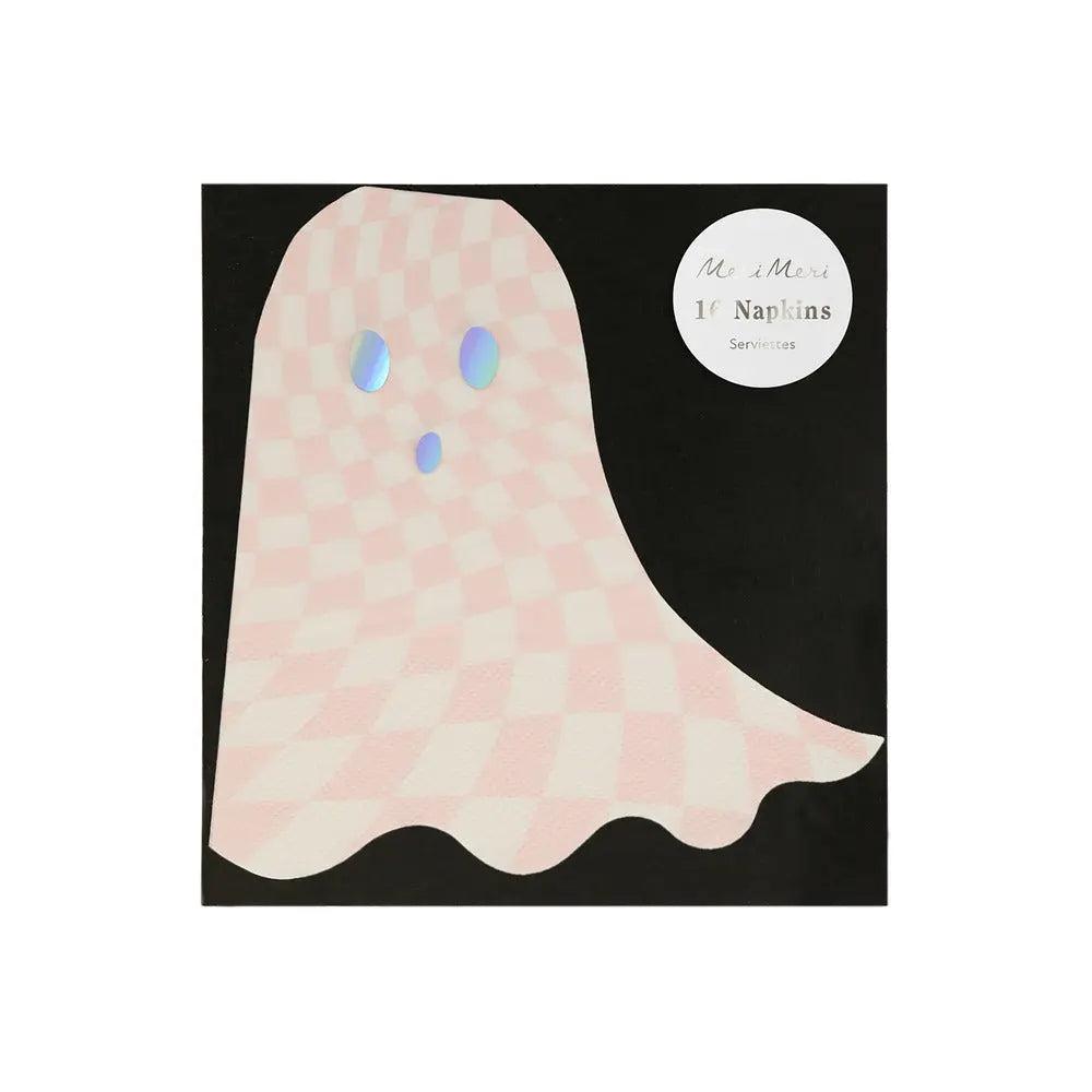 Pink checker ghost napkins Meri Meri