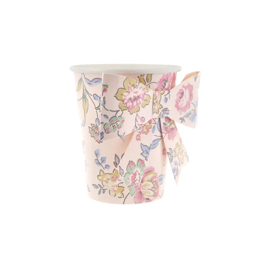 Pink chintz bow cups Meri Meri
