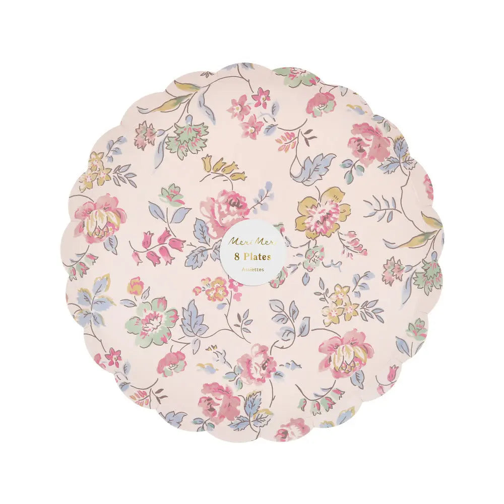 Pink chintz side plates Meri Meri