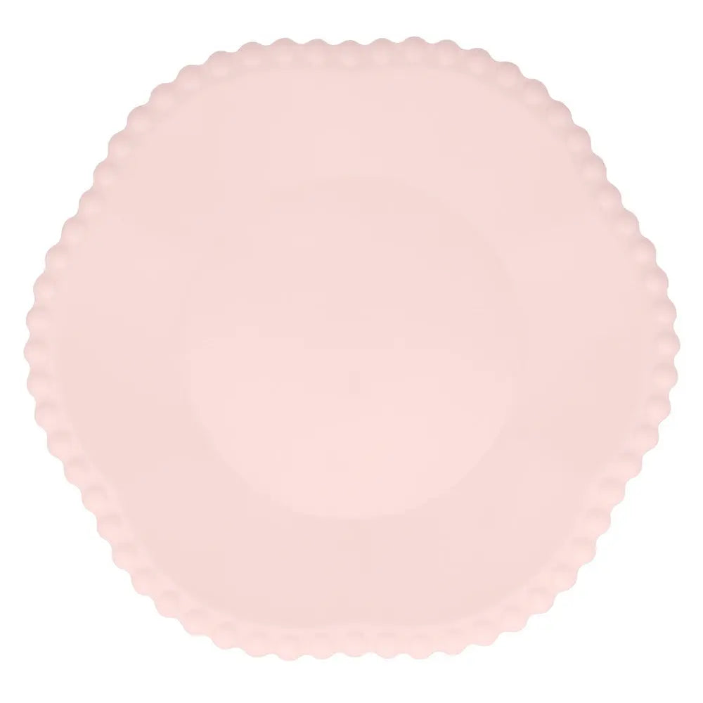 Pink dot edged flower compostable dinner plates Meri Meri