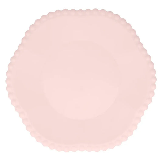 Pink dot edged flower compostable dinner plates Meri Meri