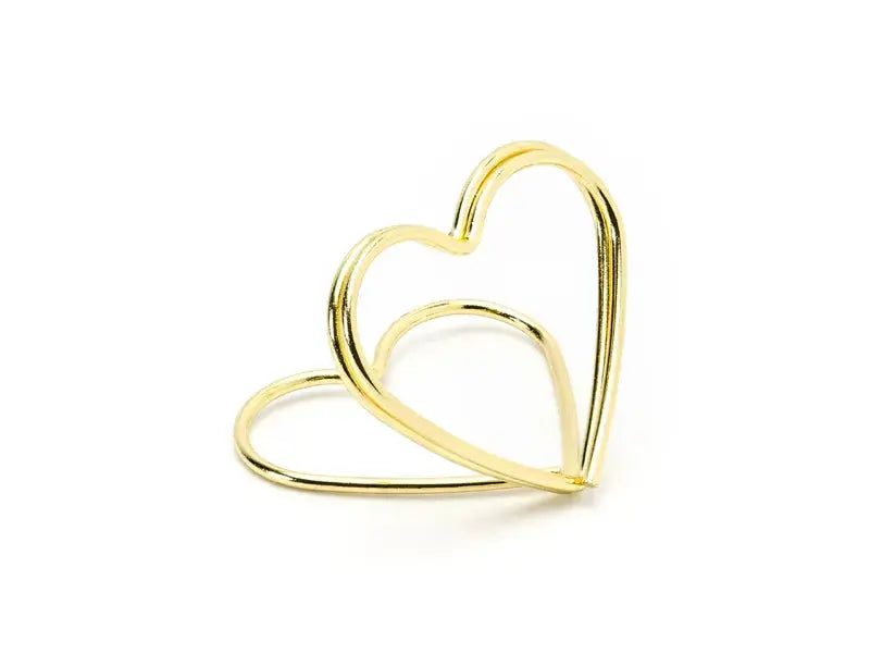 Place card holders Hearts, gold, 2.5 cm Partydeco