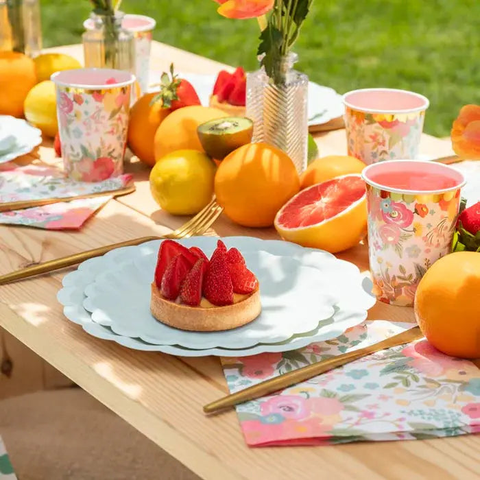 Plain cardboard plate Ø23cm mint flower Oh yeah!