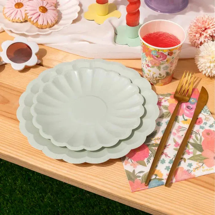 Plain cardboard plate Ø23cm mint flower Oh yeah!