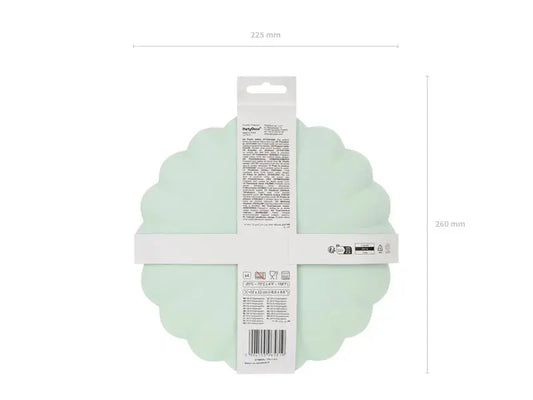 Plastic plates Ruffle, 22 x 22 cm, sage Partydeco