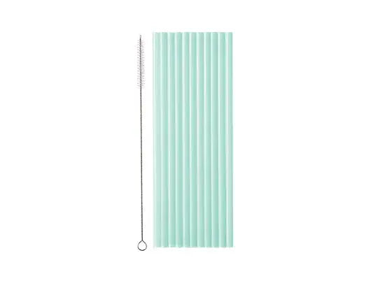 Plastic straws, 23 cm, sage Partydeco