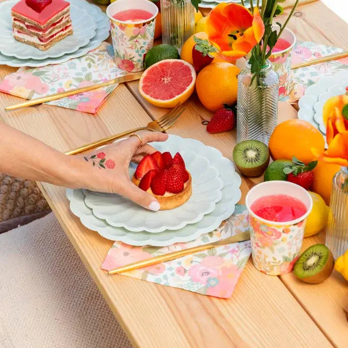 Plate flat cardboard Flower Ø18cm Mint Oh yeah!