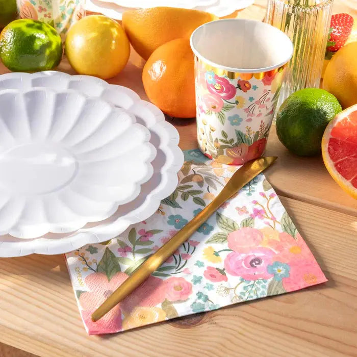 Plate flat cardboard Flower Ø18cm white Oh yeah!