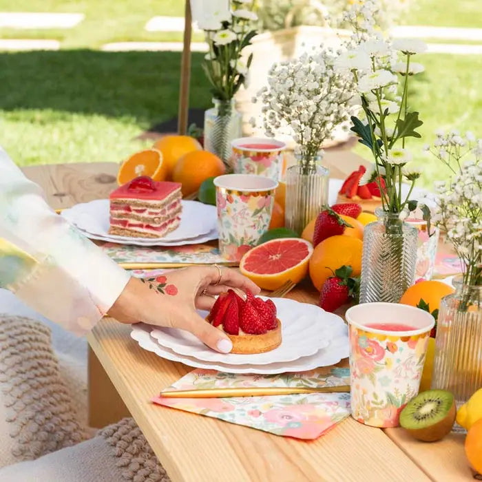 Plate flat cardboard Flower Ø18cm white Oh yeah!