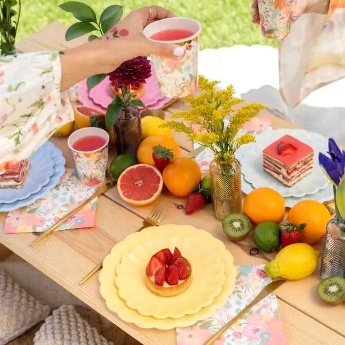 Plate flat cardboard Flower Ø18cm yellow Oh yeah!