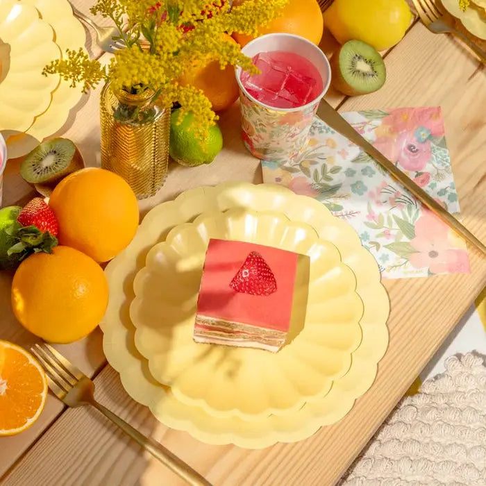 Plate flat cardboard Flower Ø18cm yellow Oh yeah!