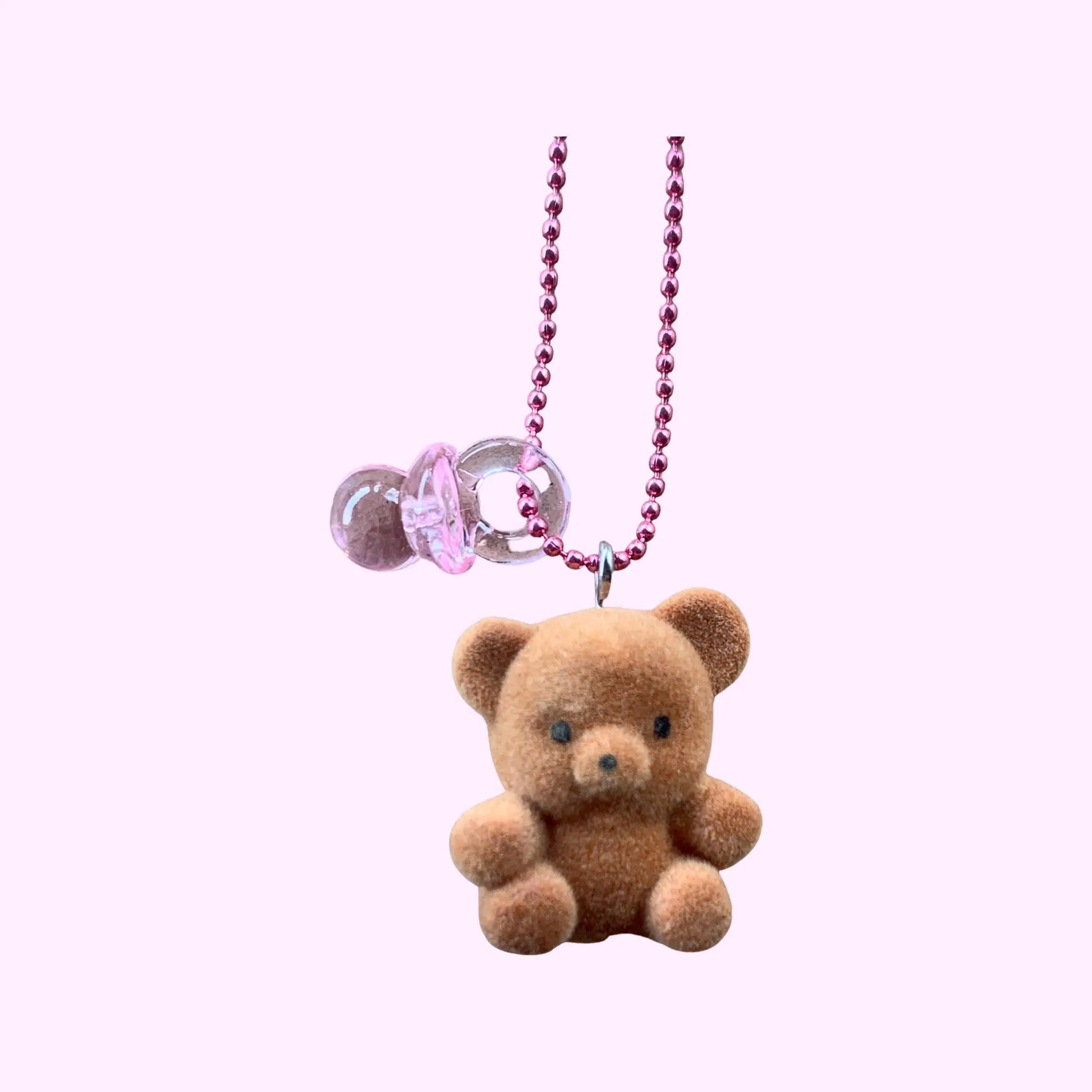 Pop Cutie 90's Babies Binky Bear Kids Necklaces Brown - Fall Pop Cutie Accessories