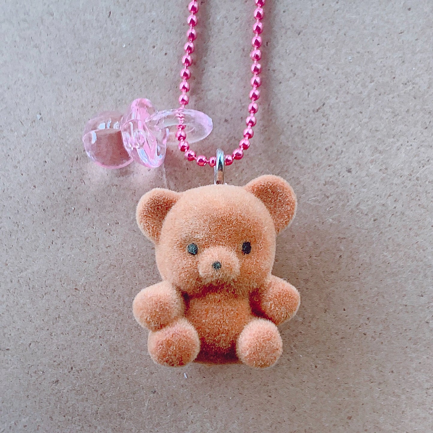 Pop Cutie 90's Babies Binky Bear Kids Necklaces Brown - Fall Pop Cutie Accessories