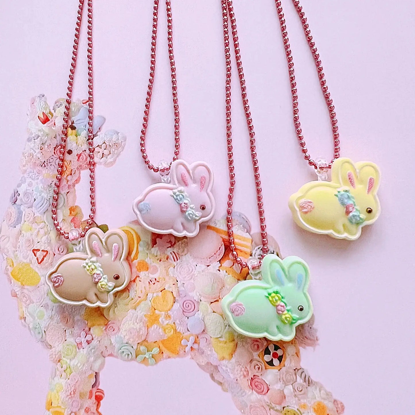 Pop Cutie Gacha Bunny Cookie  Kids Necklaces Handmade Easter Pop Cutie Accessories