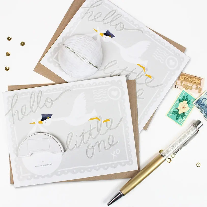 Pop-Up Stork - New Baby Card Inklings