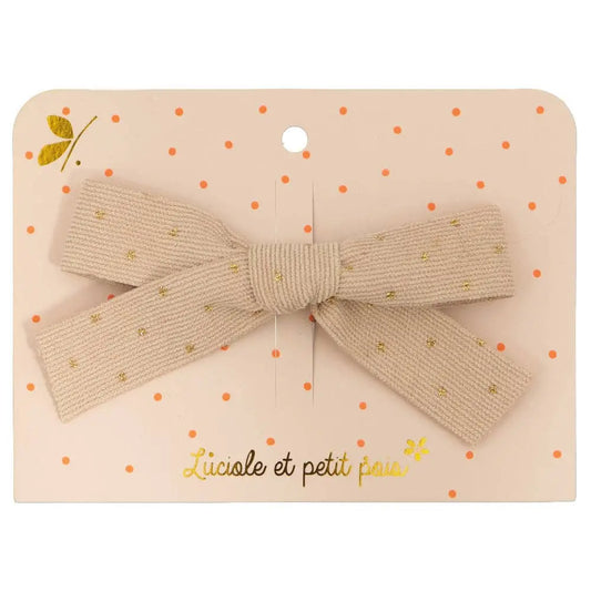 Princess bow clip - Ecru ribbon Luciole et Petit Pois