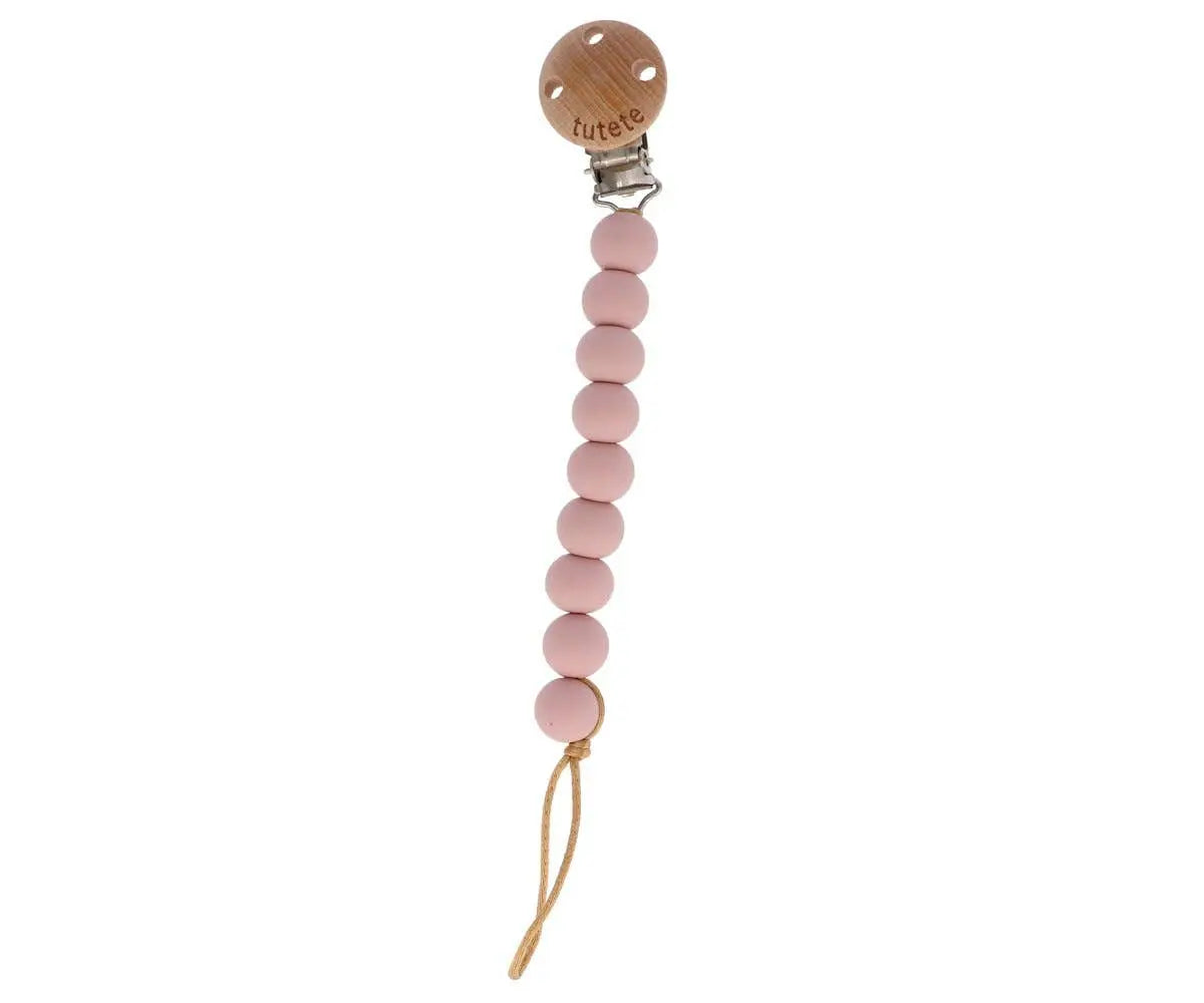 Pure Pink Silicone Pacifier Clip Tutete