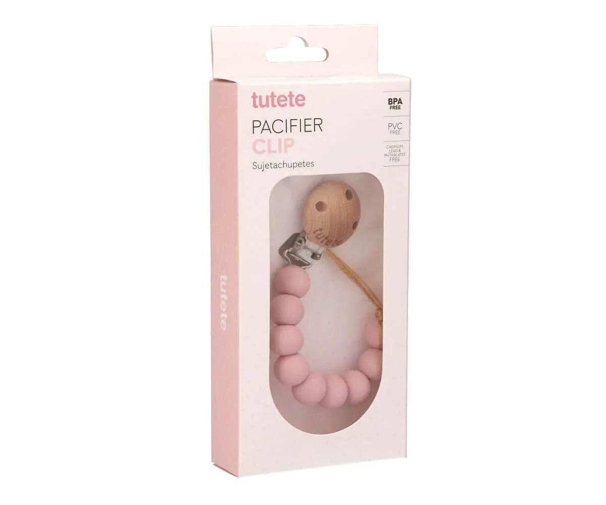 Pure Pink Silicone Pacifier Clip Tutete